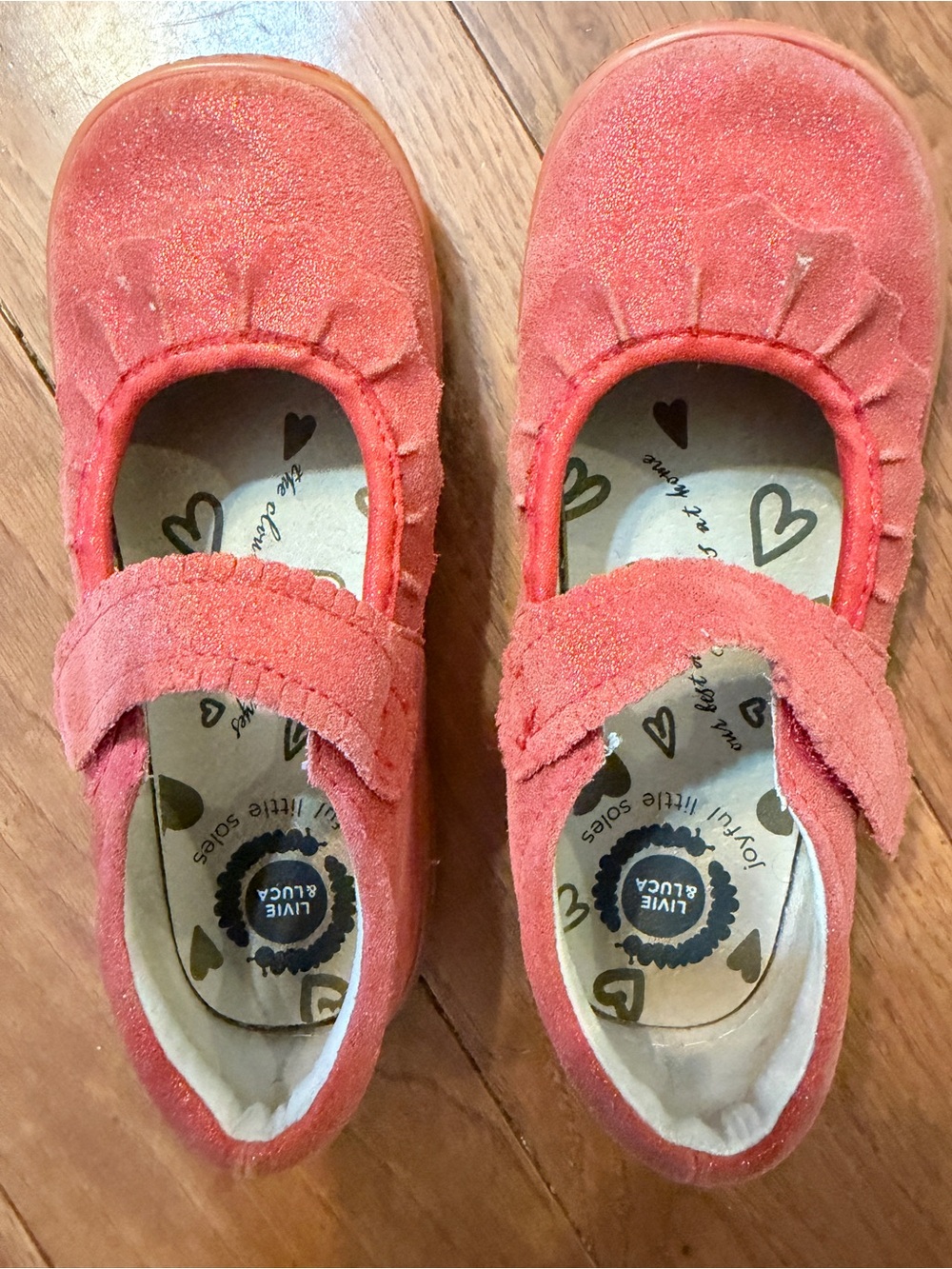 Livie & Luca red sparkle Suede Mary Janes for Kids